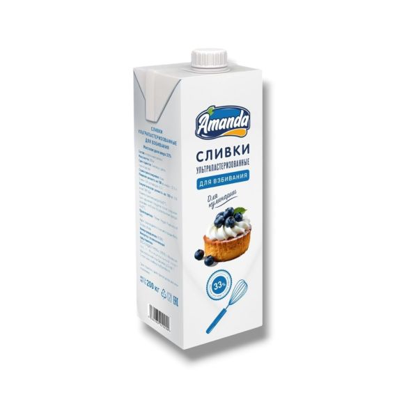 Сливки Amanda 33% 1 л