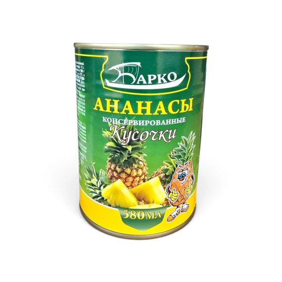 Ананасы БАРКО кусочки 580 мл в жестяной банке