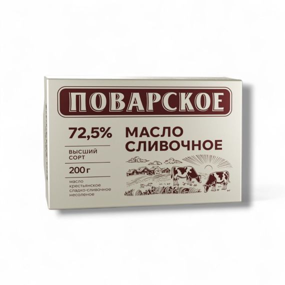 Масло 72,5% Крестьянское  ГОСТ ТМ "Поварское" 200гр